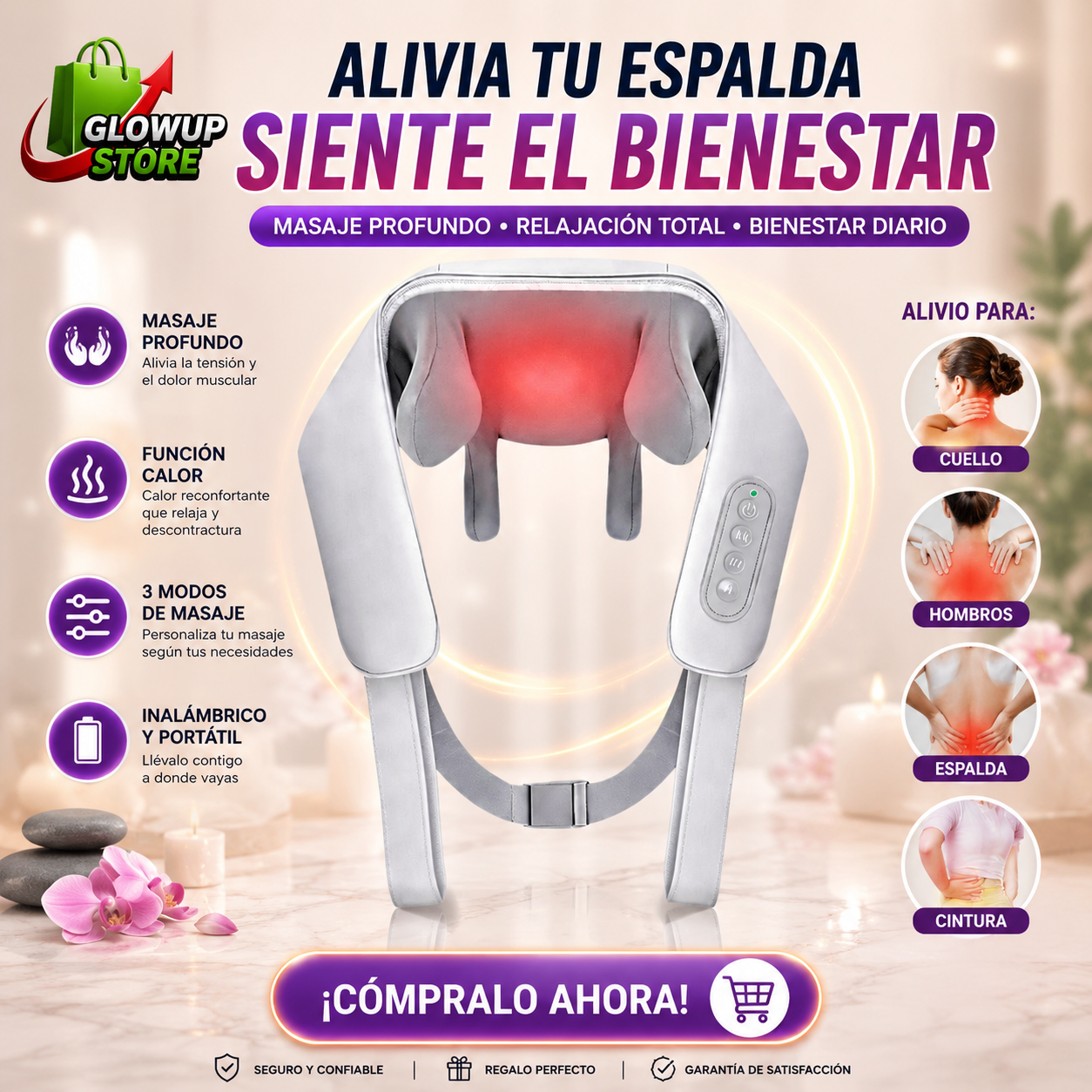 MASAJEADOR CERVICAL Y HOMBROS CON TERAPIA DE CALOR 🔥 INALAMBRICO